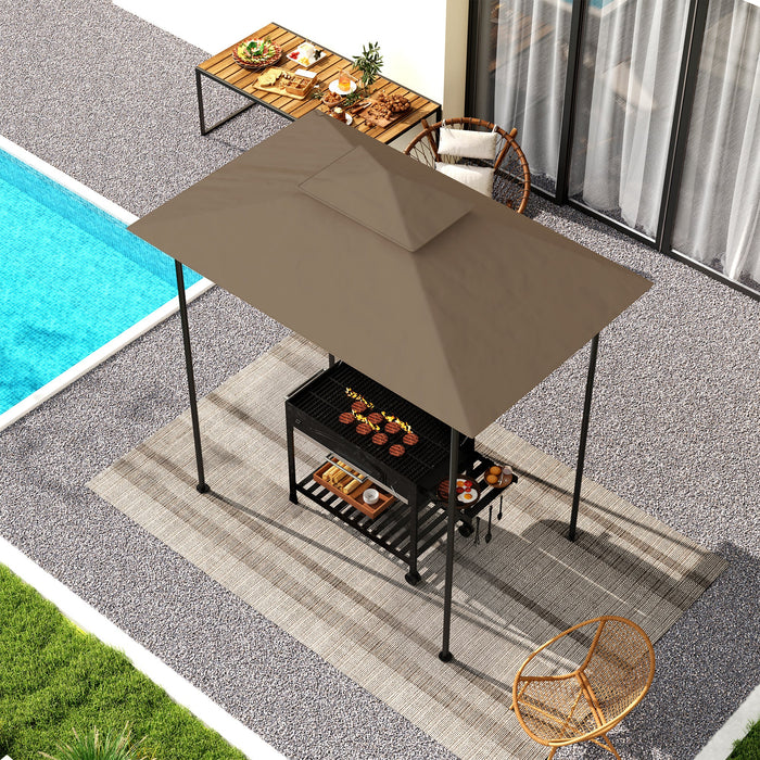 Copertura per Gazebo da Giardino 244x152 cm a 2 Livelli in Poliestere 160gsm Cachi