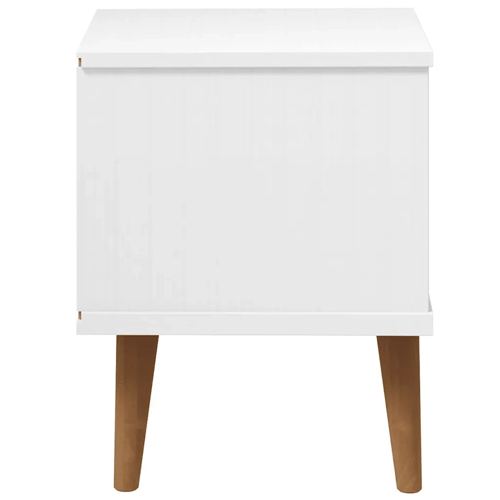 Comodino MOLDE Bianco 40x35x48 cm in Legno Massello di Pino cod mxl 30872