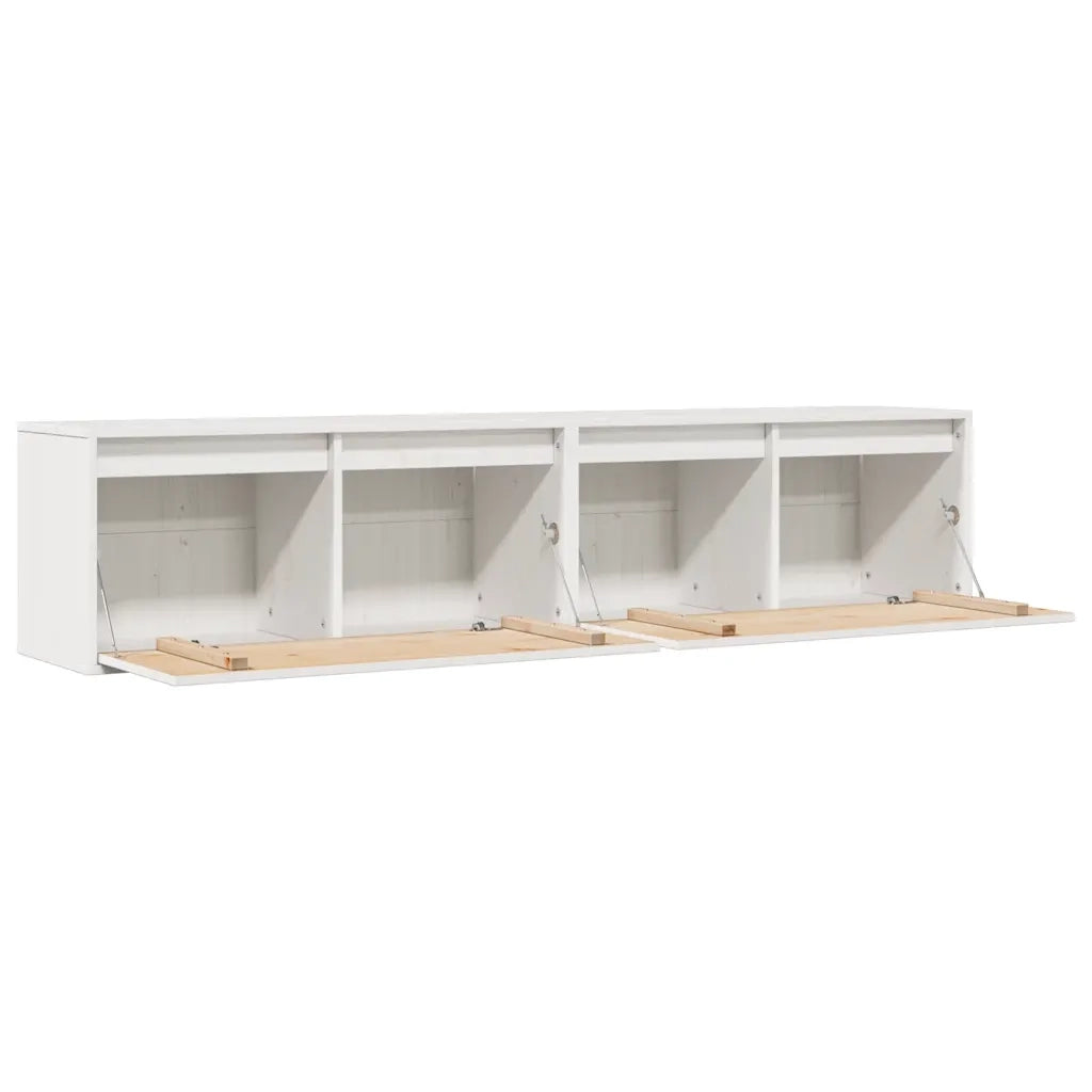 Pensili 2 pz Bianchi 80x30x35 cm in Legno Massello di Pino 813458