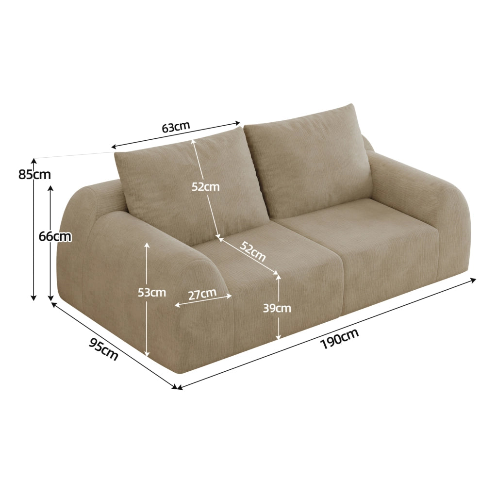 DIVANO 190x95x85 cm in Chenille Khaki