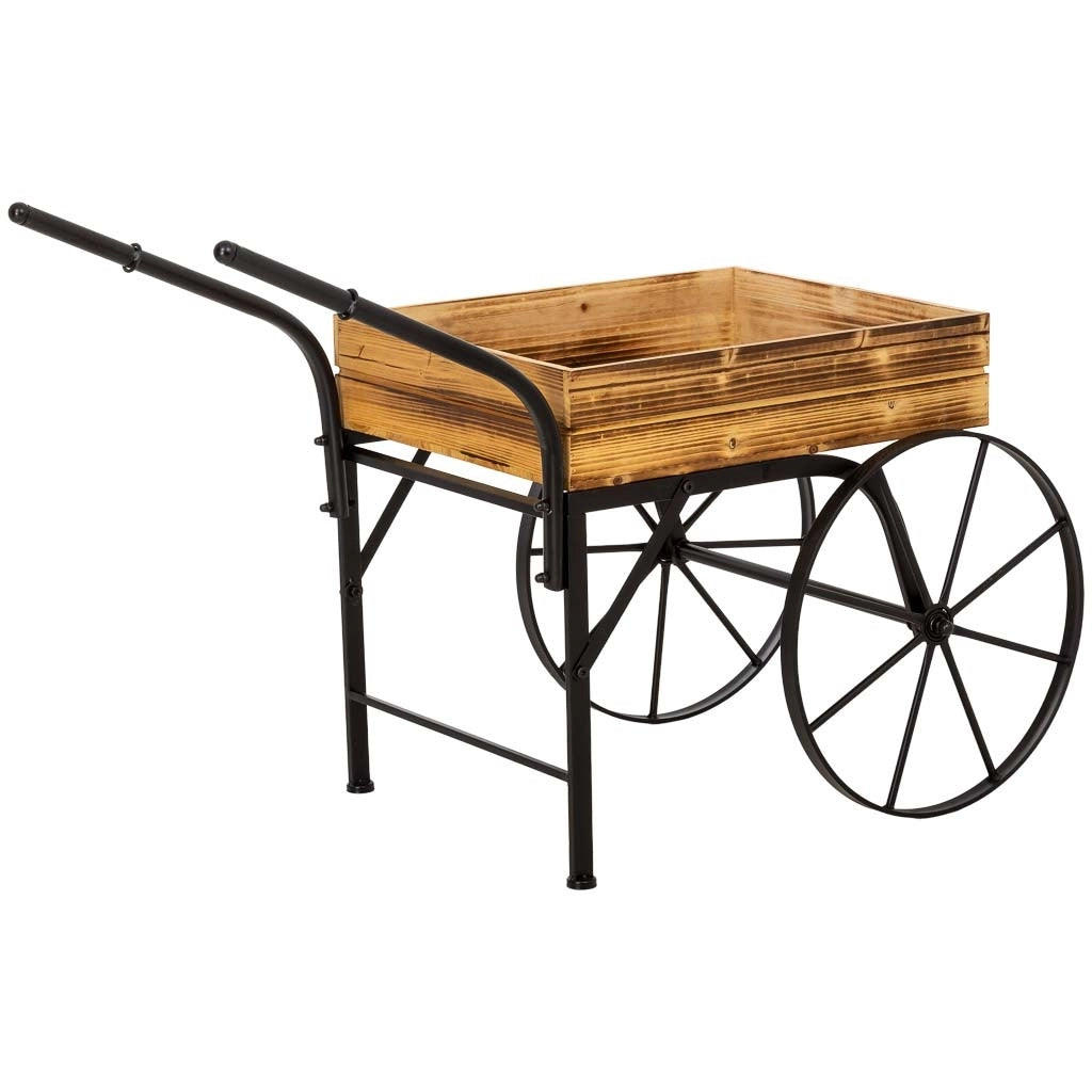 Carrello fioriera legno marrone 96x45x63h cm