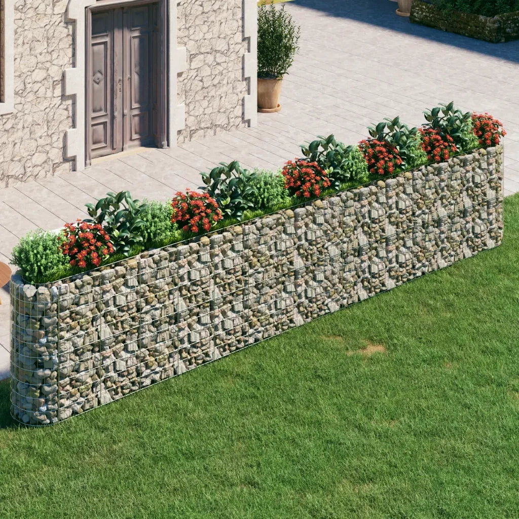 Gabbione con Fioriere | Cassetta per fiori | Letto Rialzato in Acciaio Zincato 540x50x100 cm