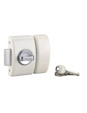 Serratura da applicare a chiavistello, con pomolo, Design 5 per porta d'ingresso, cilindro 50mm, acciaio, 3 chiavi, bianco - THIRARD