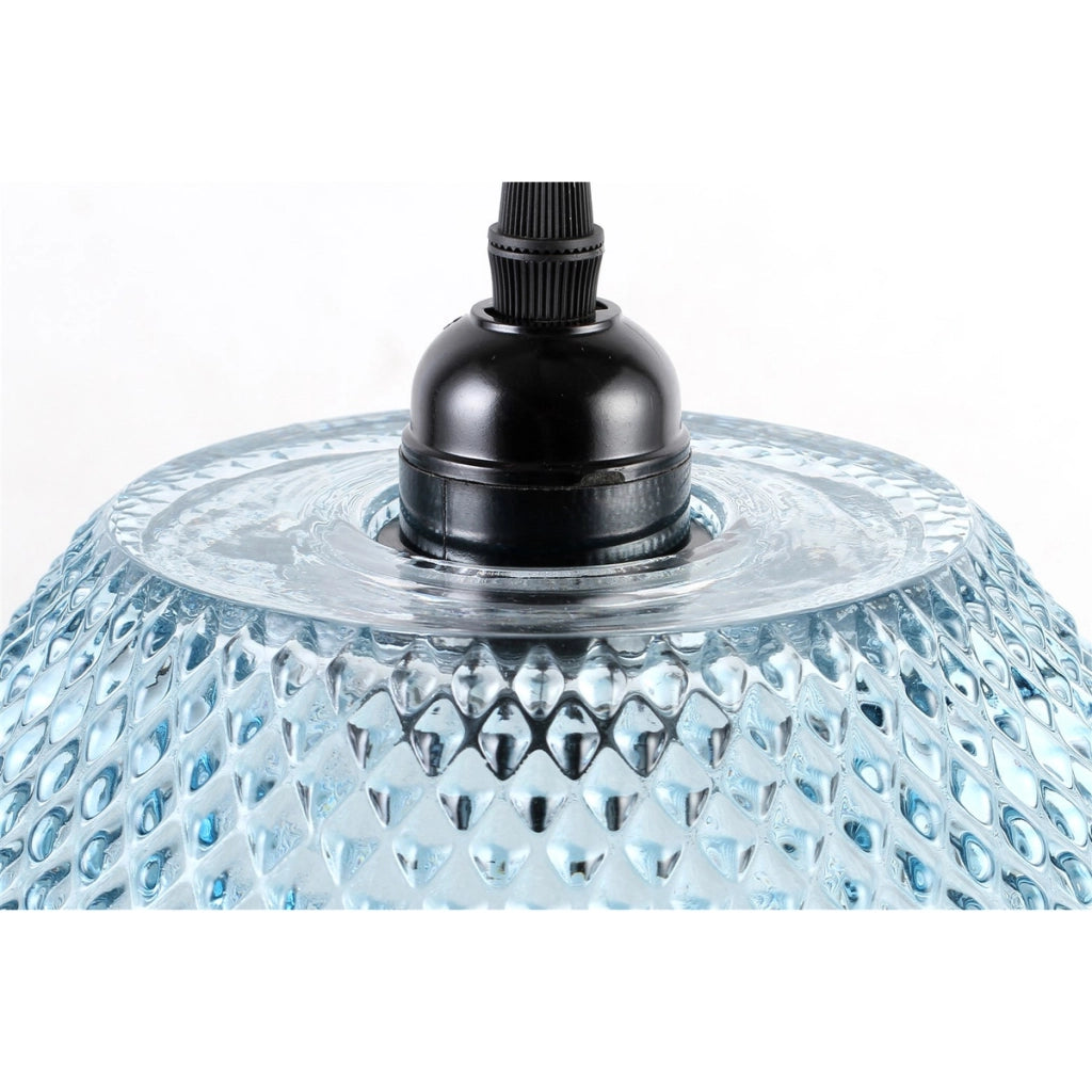 Lampada a sospensione Lina in vetro blu e nero