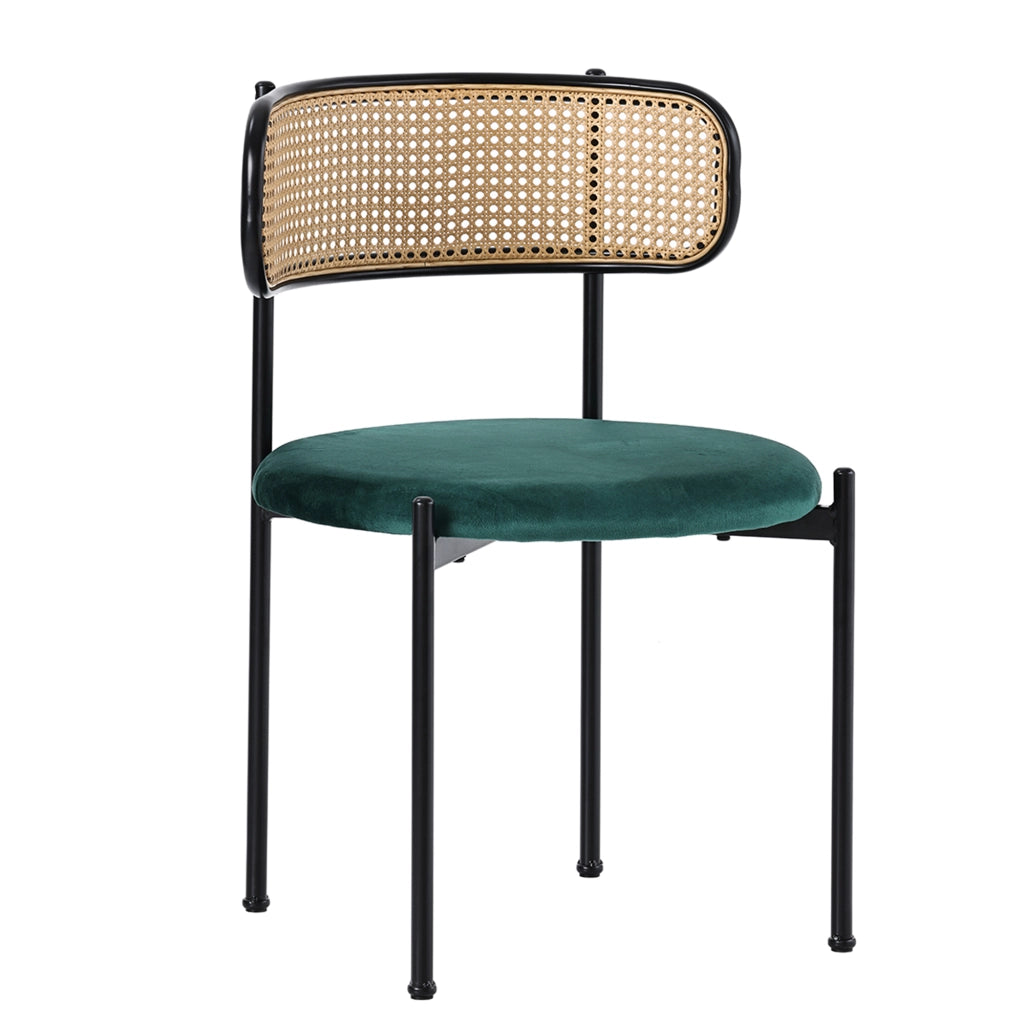 Set da pranzo 5 pezzi con tavolo rettangolare e 4 sedie in velluto; nero e grigio