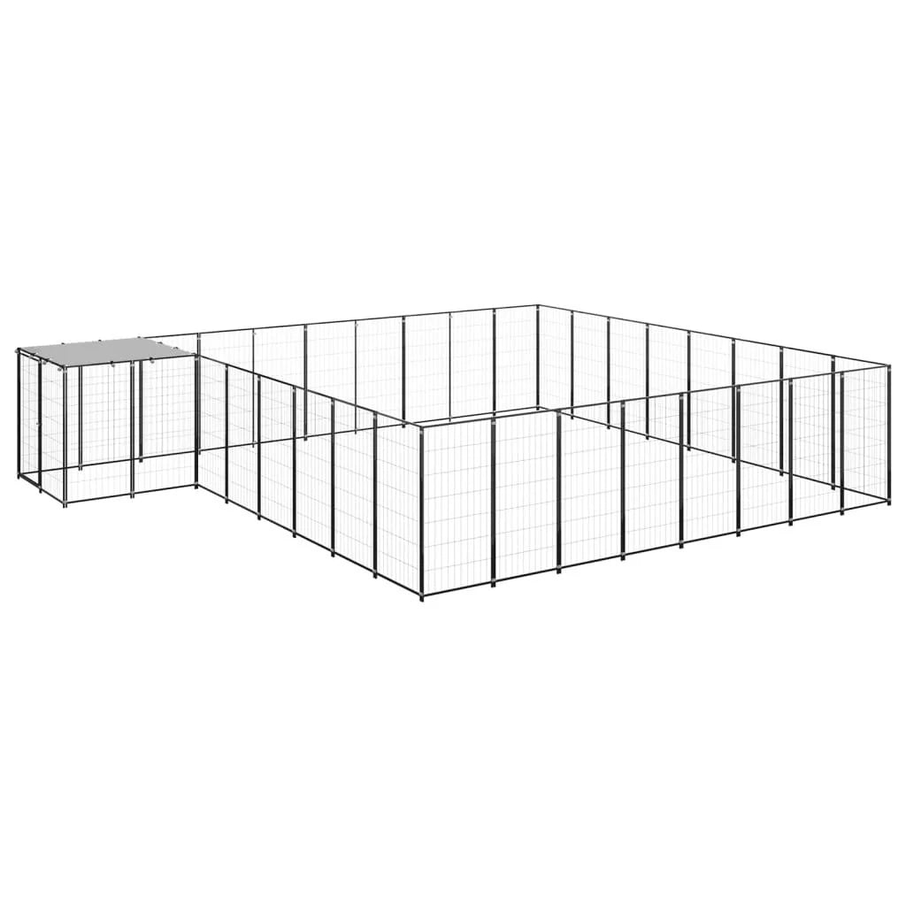 Recinto per animali da esterno per cani 20,57 m² acciaio nero 02_0000507