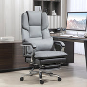 Sedia da ufficio ergonomica con schienale reclinabile e poggiapiedi estensibile, altezza regolabile in similpelle grigia