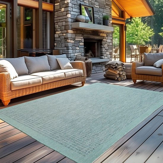 Tappeto per esterno Resistente alle intemperie 160 x 230 cm - Tessuto piatto - Polipropilene - Tappeto per giardino/patio - Avviso di sicurezza - Duraturo - Tappeto per giardino