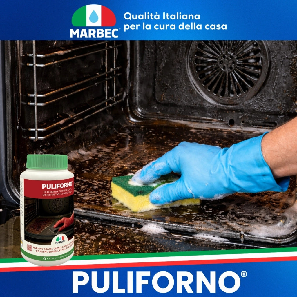 Detergente gel disincrostante potente, pulizia profonda forni e barbecue Marbec PULIFORNO® - 1KGx6Pz