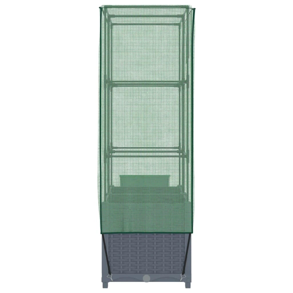 Aiuola rialzata/fioriera con copertura effetto rattan 80 x 40 x 138 cm blu/grigio 02_0038790