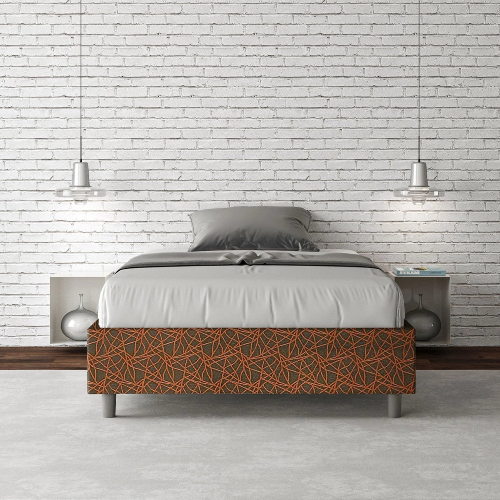 Letto 1 Piazza e Mezzo Sommier 120x200 cm Senza Rete Azelia Era 04 Arancione