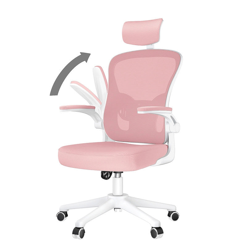 Sedia da ufficio - HAMLODY Poltrona ergonomica con braccioli 2D, altezza poggiatesta supporto lombare schienale regolabile rosa