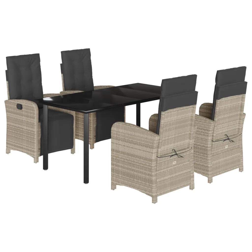 Set Pranzo da Giardino 5pz con Cuscini Grigio Chiaro Polyrattancod mxl 92153