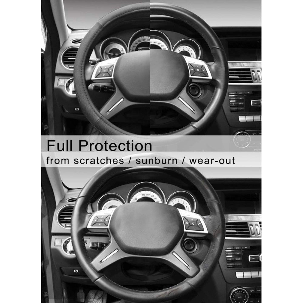 Trade Shop - Coprivolante Copri Volante Universale Per Auto Nero 37-39cm Con Presa Comfort -