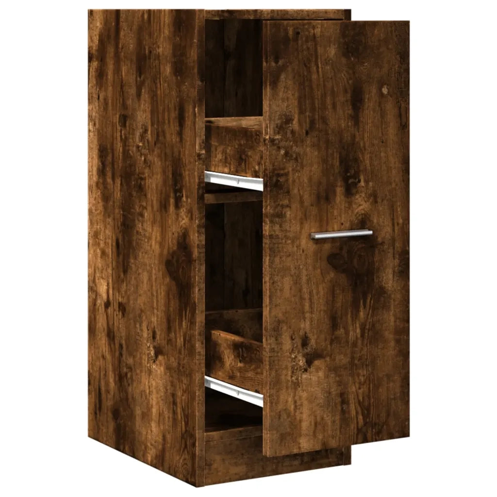 Mobiletto da farmacia multifunzionale 30 x 41 x 77 cm pratico e decorativo realizzato in legno composito finitura rovere affumicato 02_0050605