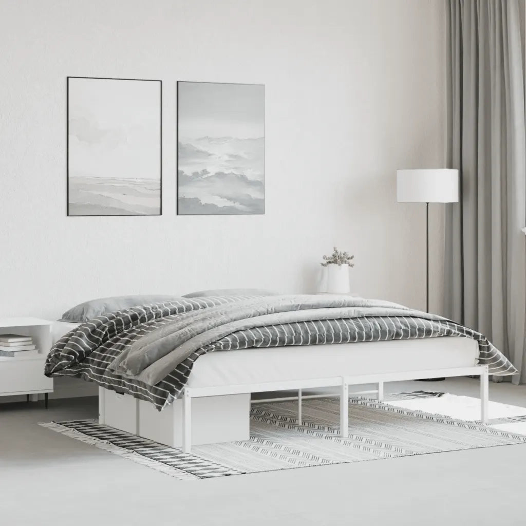 Letto matrimoniale | Letto per adulti | Giroletto Metallo Bianco 180x200 cm