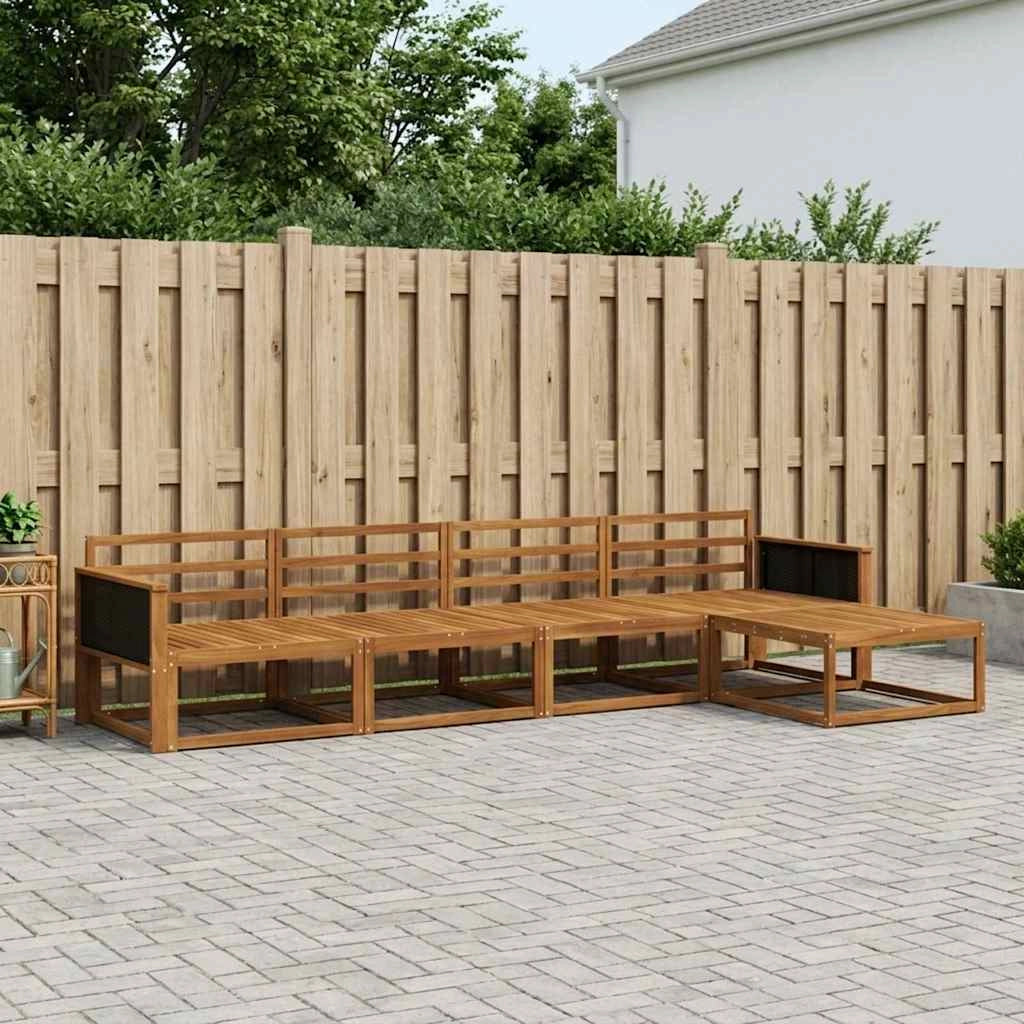 Set di divani da esterno 5 pz Naturale Legno di Acacia Massello 3382472
