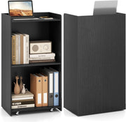GIANTEX Podio - Leggio mobile con ruote bloccabili, supporto per podio in legno, per sala riunioni, scuola e chiese, 57,5 x 37 x 105 cm (nero)