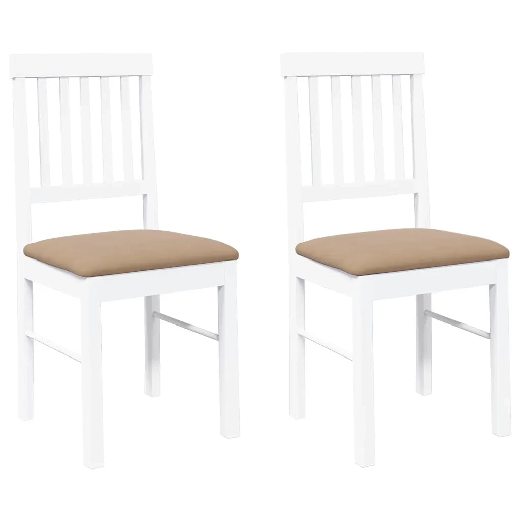vidaXL Sedie da Pranzo con Cuscini 2 pz Bianco Legno Massello di Hevea