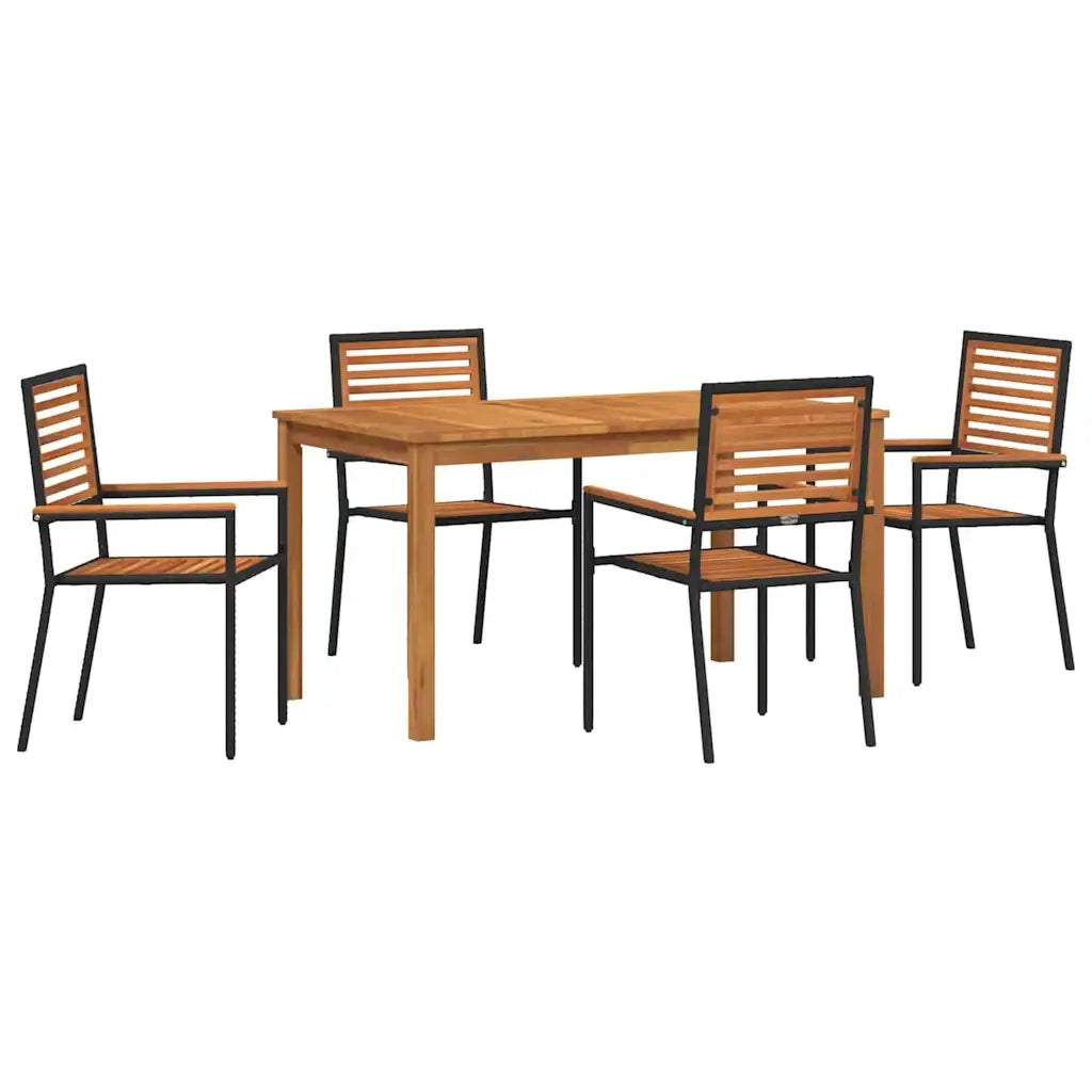 Set da Pranzo per Giardino 5 pcs Nero Legno di Acacia Massello 3365535