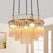 Lampada a sospensione ZMH Vintage 5 Luci E27 in Vetro Dorato (senza Lampadine)