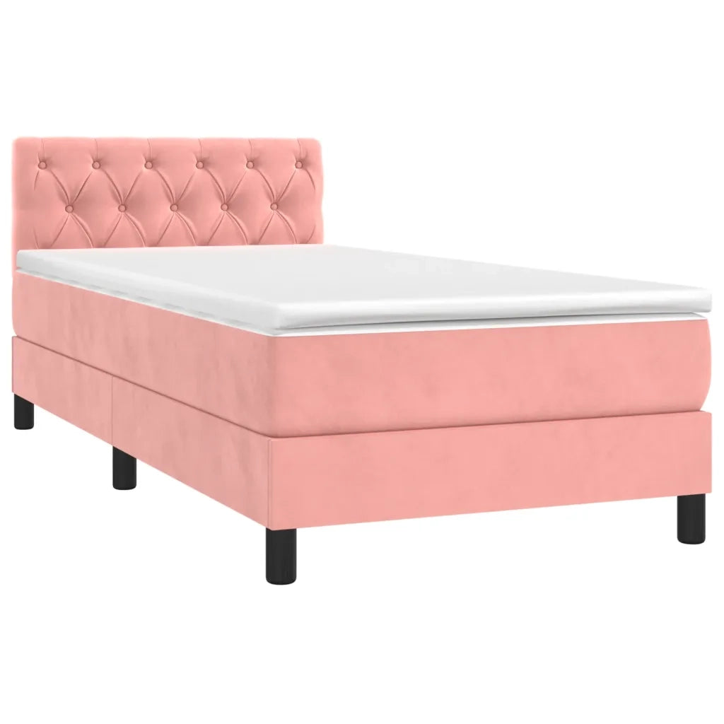 Letto a Molle con Materasso e LED-Struttura Letto con Materasso Rosa 80x200 cm in Velluto 418328
