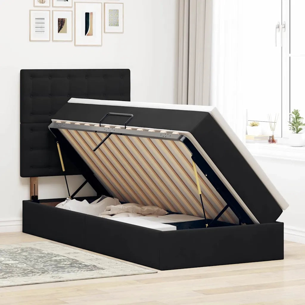 Letto con contenitore e LED con led Nero 90 x 200 cm Velluto 3372761