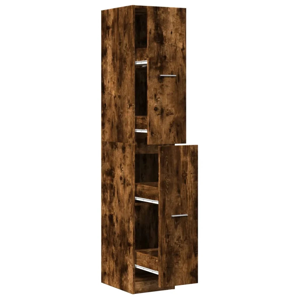 Mobiletto da farmacia classico pratico e multifunzionale in rovere affumicato con cassetti 30 x 41 x 175 cm legno composito 02_0055653