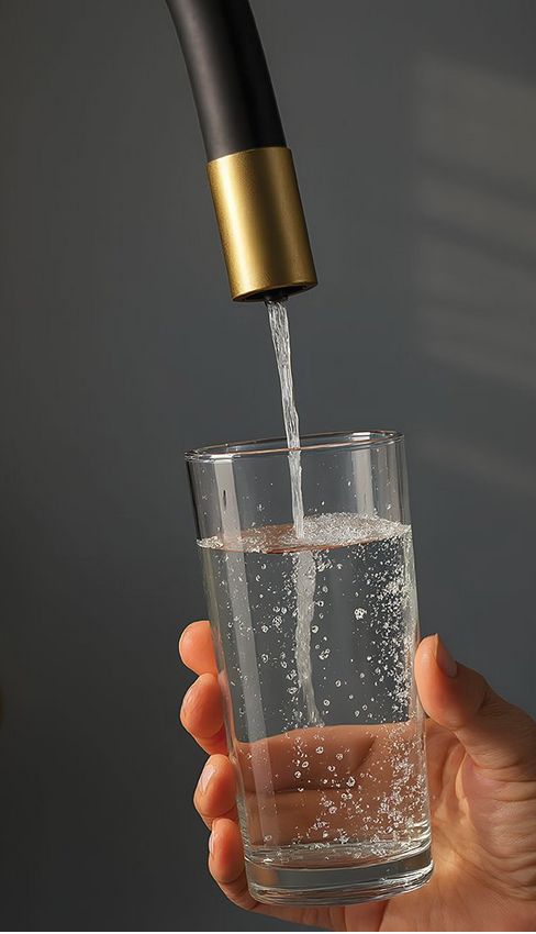 Rubinetto cucina oro spazzolato e nero con attacco filtro acqua e beccuccio flessibile a U