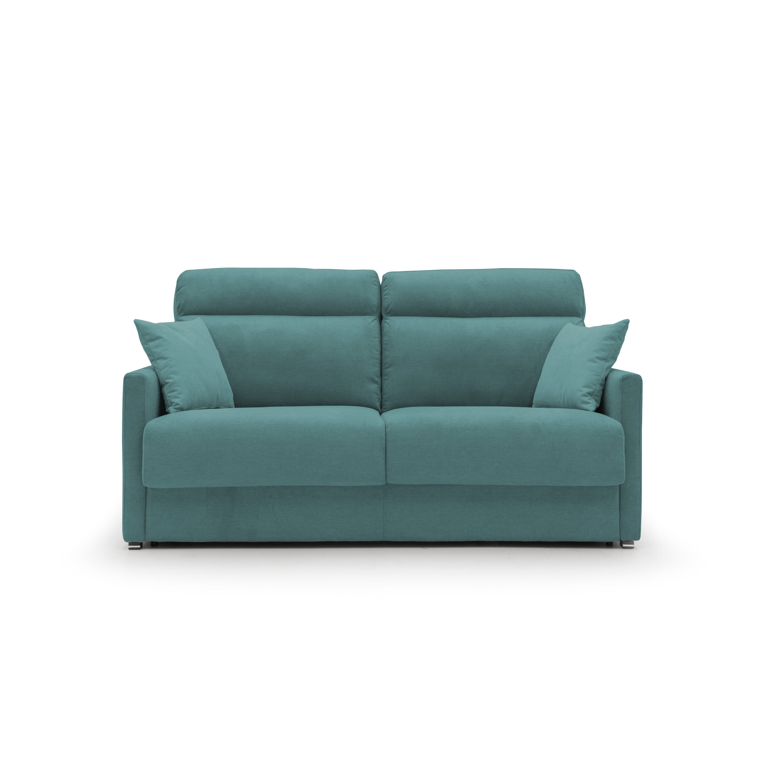 Margot Divano letto matrimoniale con schienale morbido alto in tessuto T02 196 cm (mat. 160x197) petrolio