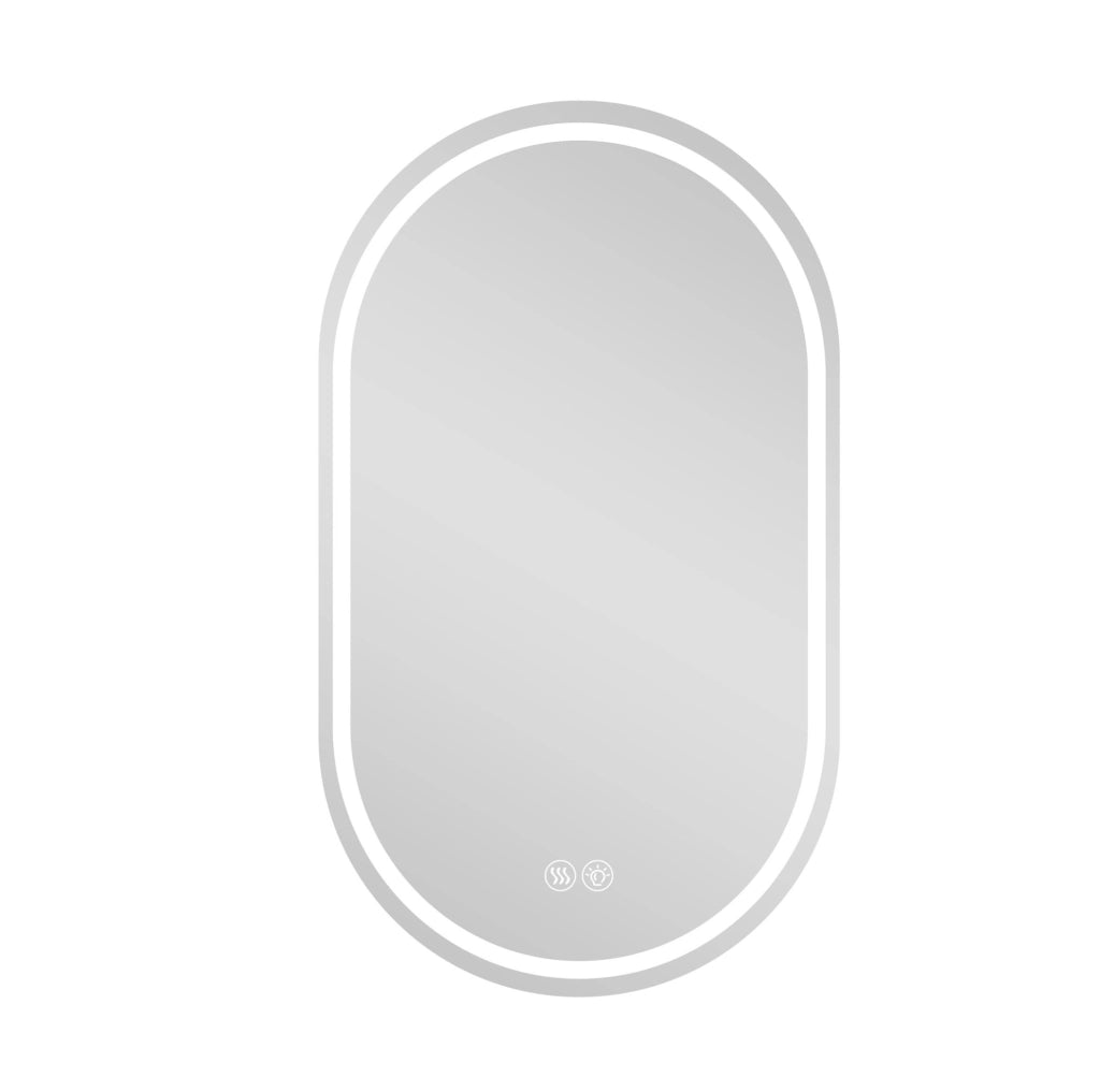 Specchio bagno LED ovale 60x90 cm argento; vetro e metallo con antiappannamento