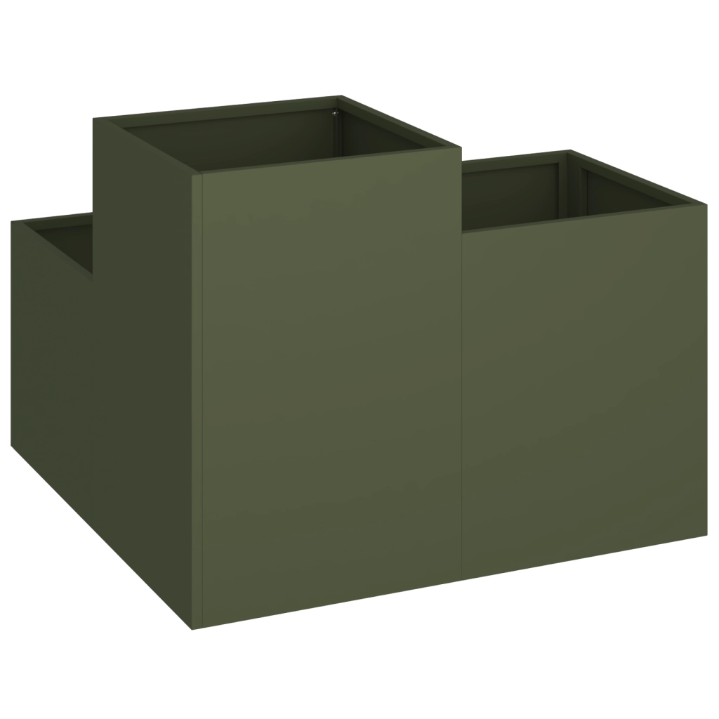 Fioriera da Giardino 80x80x60 cm Verde Oliva Acciaio