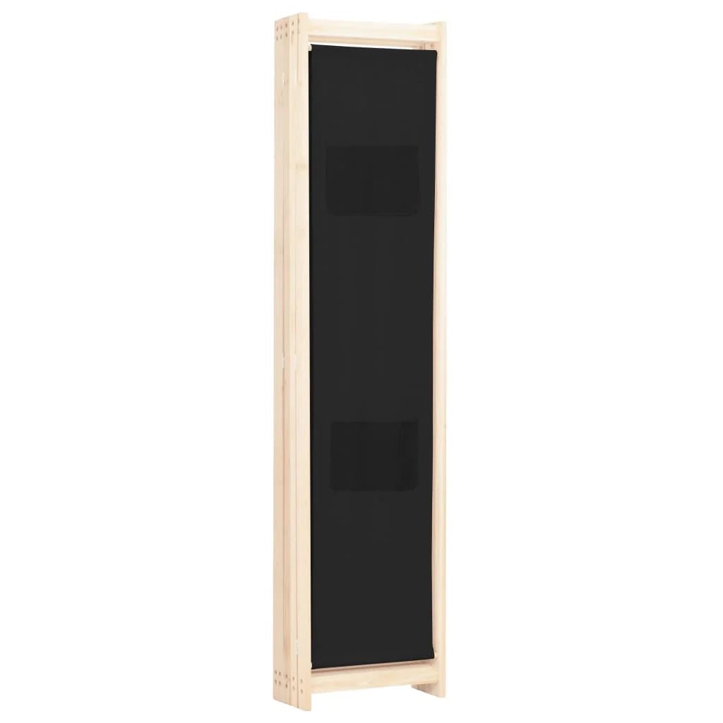 Divisorio divisorio mobile decorativo 5 pannelli nero 200 x 170 x 4 cm tessuto 0802093