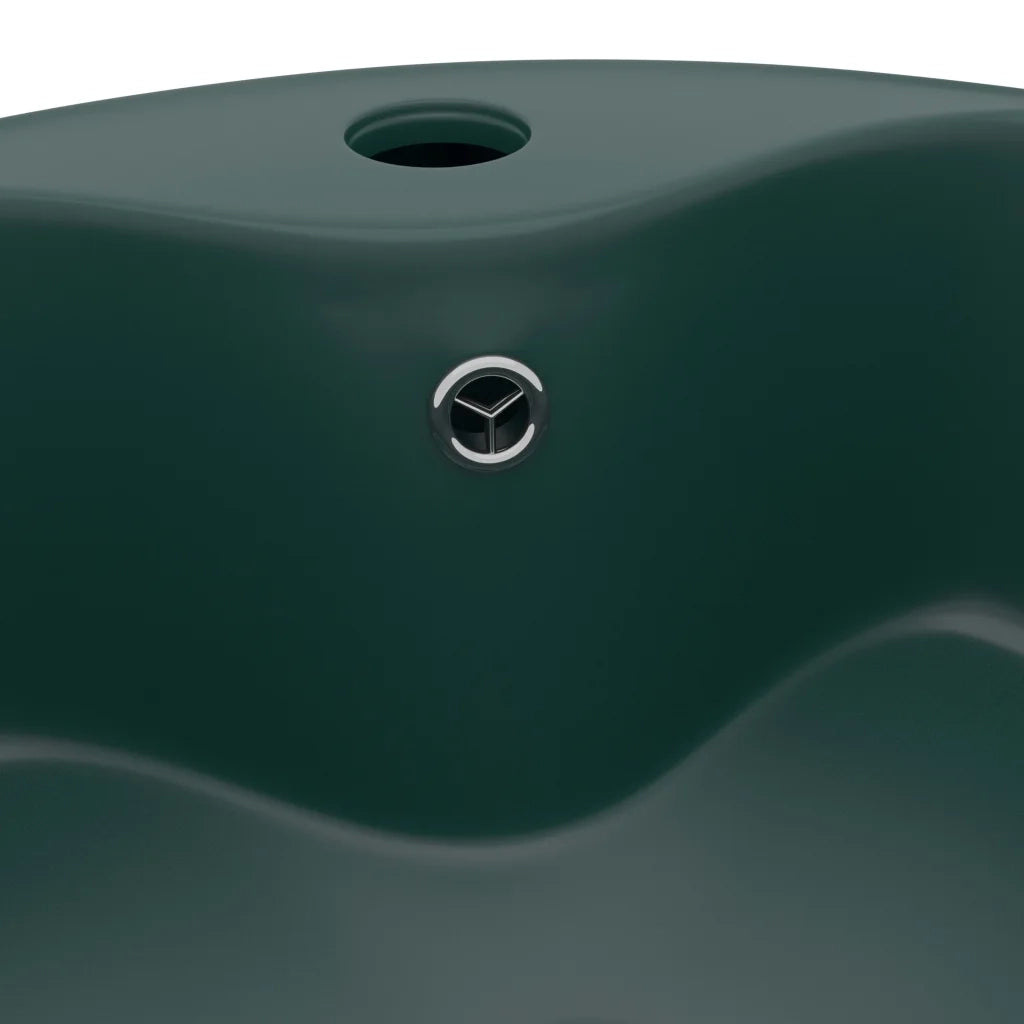 Lavandino con Troppopieno Verde Scuro Opaco 36x13cm in Ceramica cod mxl 40879