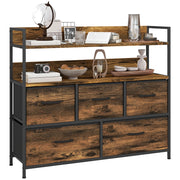 Cassettiera 5 Cassetti con Ripiani ¨C Zephmum ¨C Tessuto Marrone 98x29x85