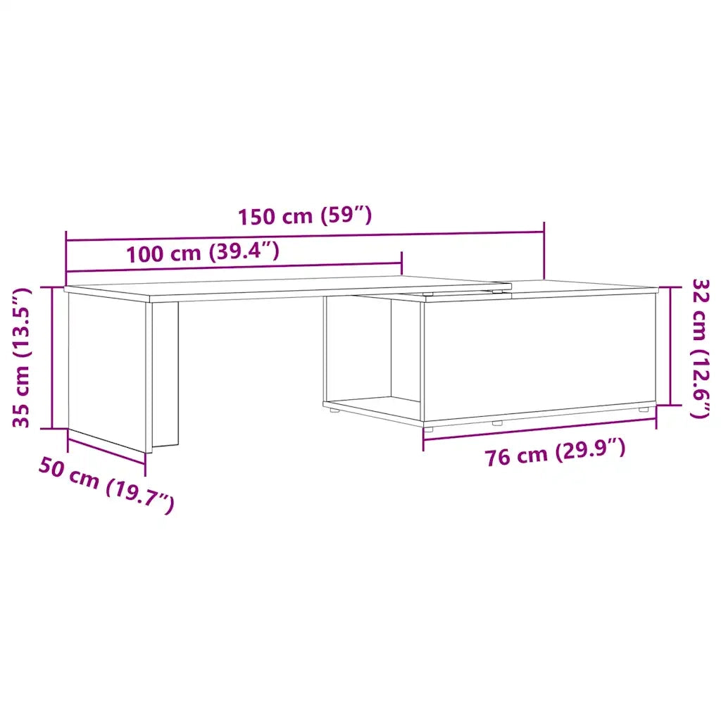 Tavolino da Salotto Rovere Artigianale 150x50x35 cm Truciolato 855981
