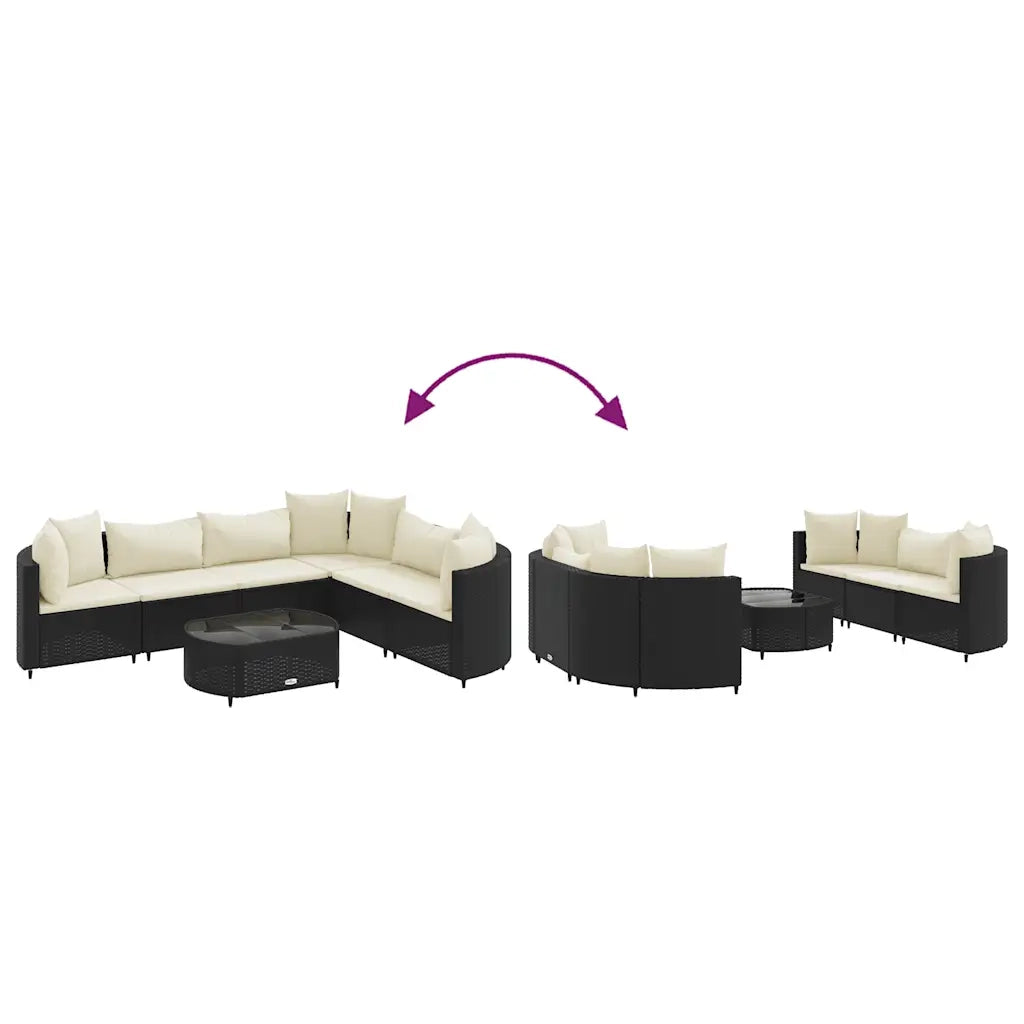 Set Divani da Giardino con Cuscini 7pz Nero Polyrattan 3308376