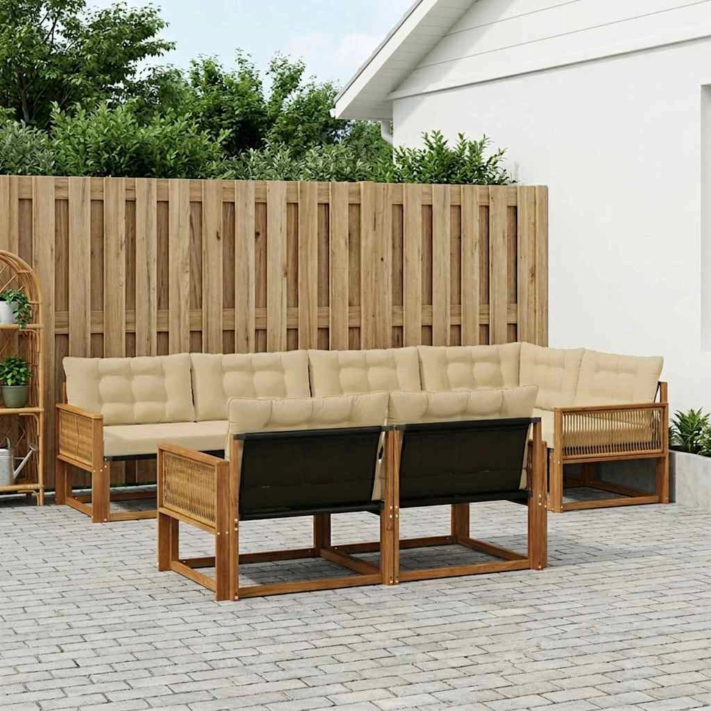 Set di divani da esterno 7 pz Naturale e Beige 3381493