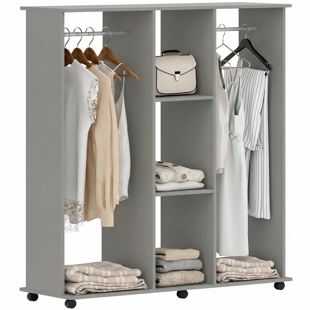Armadio scorrevole con appendiabiti ¨C zephmum ¨C grigio 120x40x128 cm