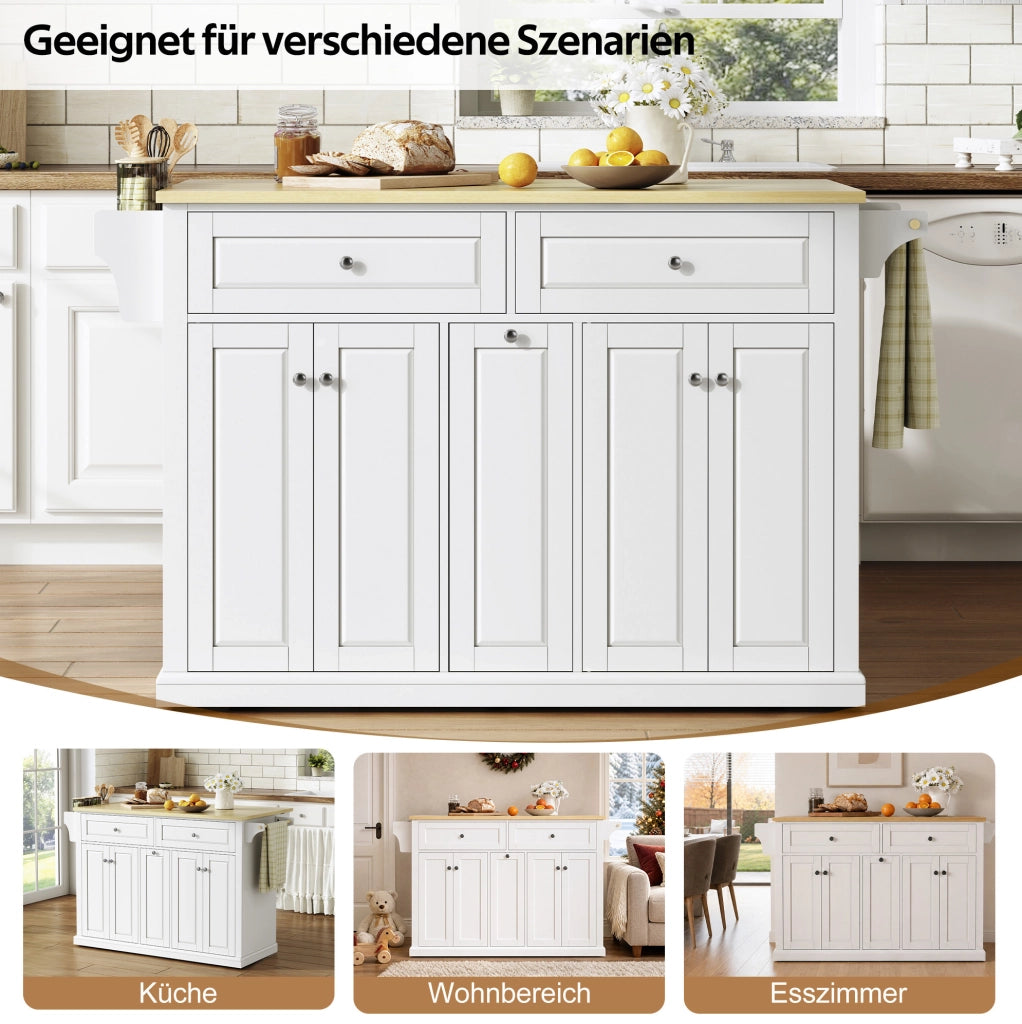 Isola da cucina mobile MDF con piano pieghevole e cassetti