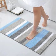 Tappeto antiscivolo per bagno, morbido, alta densità, microfibra, matraccio per bagno, assorbente, lavabile, 50 x 80 cm, blu/grigio