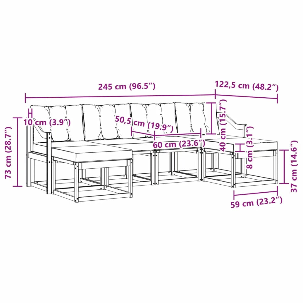 Set di divani da esterno con cuscino 6 pcs Bianco e Beige 3389751