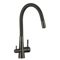 Rubinetto Cucina con Filtro Acqua | Antrarice Spazzolato, Doppia Leva, Canna Flessibile e Design Moderno