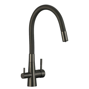 Rubinetto Cucina con Filtro Acqua | Antrarice Spazzolato, Doppia Leva, Canna Flessibile e Design Moderno