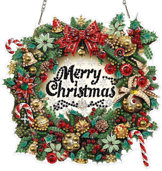 Decorazione per Parete con Ornamento in Cristallo - Kit di Decorazione per Bambini/Adulti - Inclusa Catena - Disegni Facili - Decorazione per Natale
