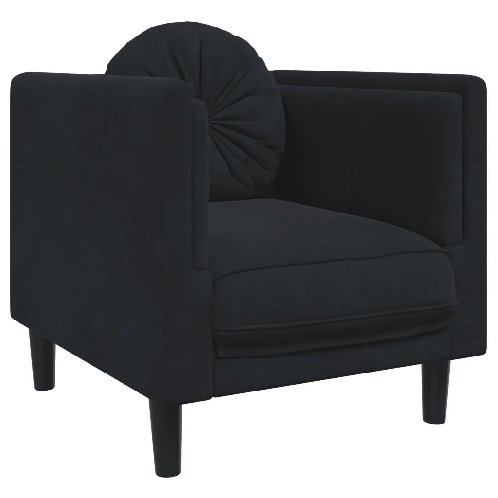 Set di Divani 3 pz con Cuscini Nero in Velluto 3209252