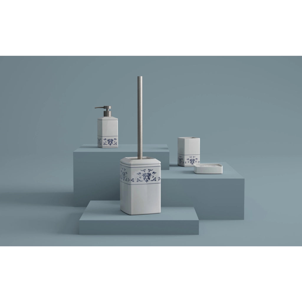 PORTASPAZZOLINI CIXI 8X8XH12CM BIANCO / BLU.