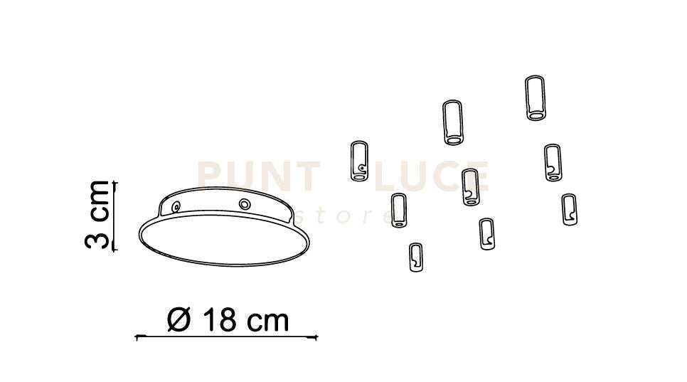 BASE-9R C Base a raggio d.18cm 9 luci cromo