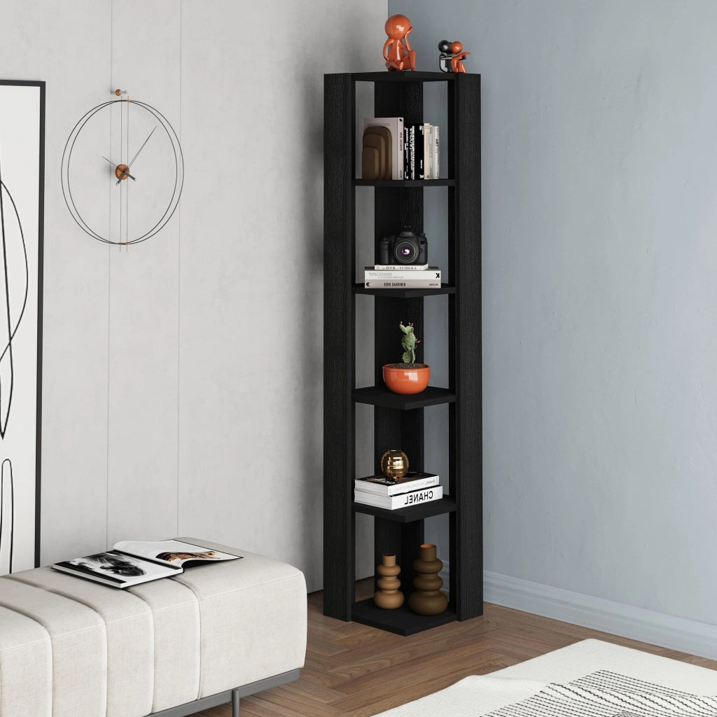 Libreria in legno "Nati" - 32 x 32 x 161 cm - Nero