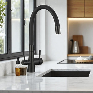 Rubinetto Lavello Nero con Filtro Acqua | Beccuccio Flessibile 360° e Design Elegante per Cucina